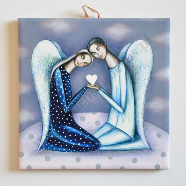 PARA ANIOŁÓW - obrazek na ceramice 15 x 15 cm - 58967