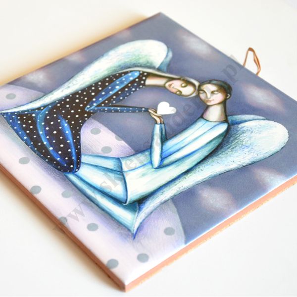 PARA ANIOŁÓW - obrazek na ceramice 15 x 15 cm - 58967