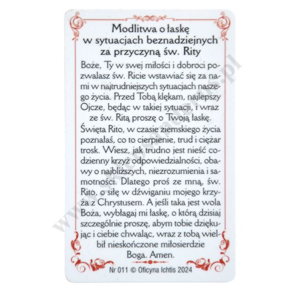 ŚWIĘTA RITA - karta biznes - 13013