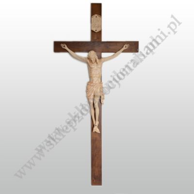 KRZYŻ Z DREWNIANYM KORPUSEM CHRYSTUSA - wys.135 cm - 3684