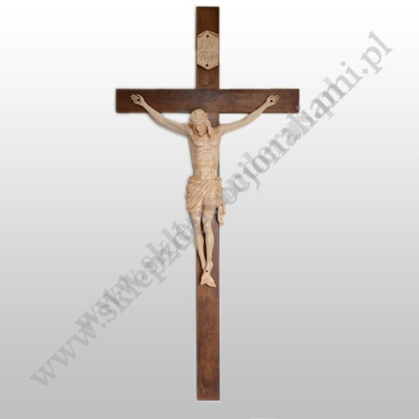 KRZYŻ Z DREWNIANYM KORPUSEM CHRYSTUSA - wys.135 cm - 3684