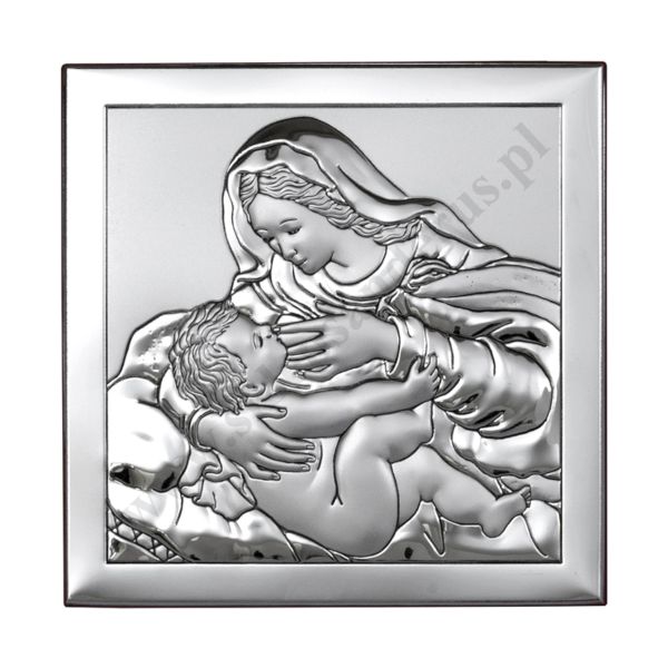 MATKA BOŻA Z DZIECIĄTKIEM - OBRAZEK SREBRNY 12 x 12 cm - 6429/2X