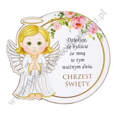 ANIOŁEK RÓŻOWY CHRZEST ŚWIĘTY - MAGNES - 51309