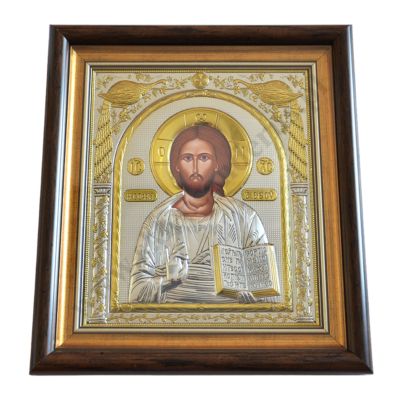 PAN JEZUS PANTOKRATOR - ikona w ramce za szkłem 29 x 32.5 cm - 5261
