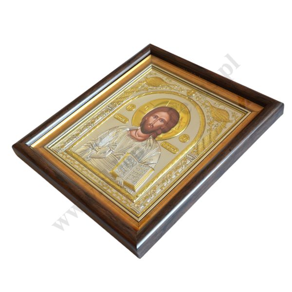 PAN JEZUS PANTOKRATOR - ikona w ramce za szkłem 29 x 32.5 cm - 5261