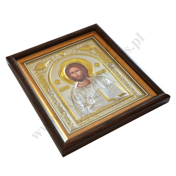 PAN JEZUS PANTOKRATOR - ikona w ramce za szkłem 29 x 32.5 cm - 5261