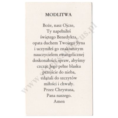 ŚW. BENEDYKT Z NURSJI  - obrazek 6.5 x 11 cm - paczka 100 szt. - 38677