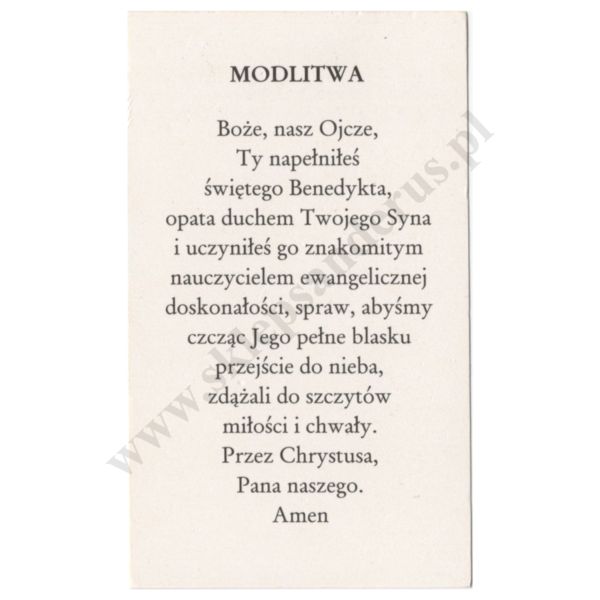 ŚW. BENEDYKT Z NURSJI  - obrazek 6.5 x 11 cm - paczka 100 szt. - 38677