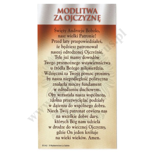 ŚWIĘTY ANDRZEJ BOBOLA - obrazek 7 x 13 cm - paczka 100 szt. - 87836