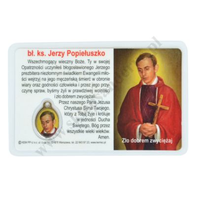 MEDALIK FOLIOWANY - BŁ. KS. JERZY POPIEŁUSZKO - format 8.5 x 5.5 cm - 30101