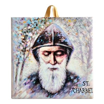 ŚW. CHARBEL - obrazek na ceramice 10 x 10 cm - 45782