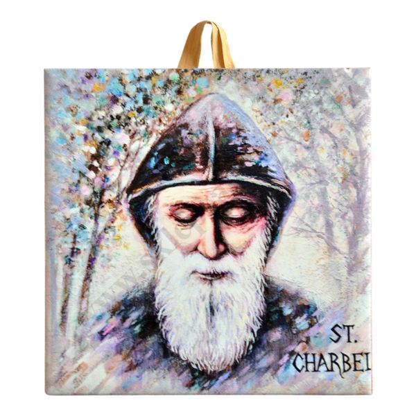 ŚW. CHARBEL - obrazek na ceramice 10 x 10 cm - 45782