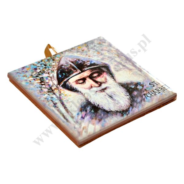 ŚW. CHARBEL - obrazek na ceramice 10 x 10 cm - 45782