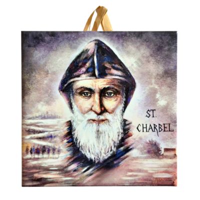 ŚW. CHARBEL - obrazek na ceramice 10 x 10 cm - 45783