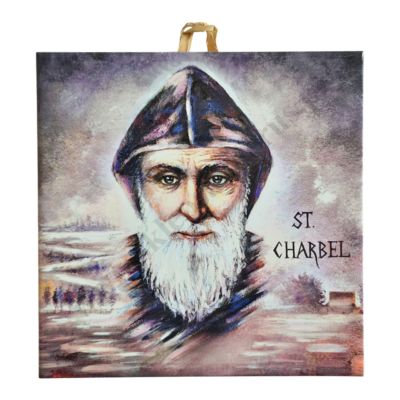 ŚW. CHARBEL - obrazek na ceramice 15 x 15 cm - 45781
