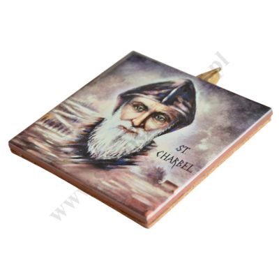 ŚW. CHARBEL - obrazek na ceramice 15 x 15 cm - 45781