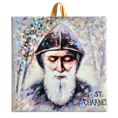 ŚW. CHARBEL - obrazek na ceramice 15 x 15 cm - 45780