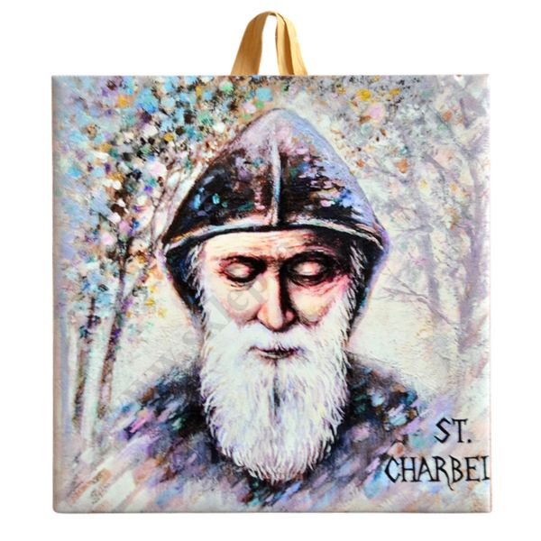 ŚW. CHARBEL - obrazek na ceramice 15 x 15 cm - 45780