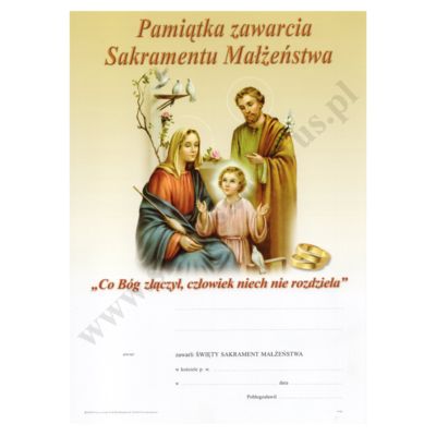 PAMIĄTKA SAKRAMENTU MAŁŻEŃSTWA - format A4 - 74861