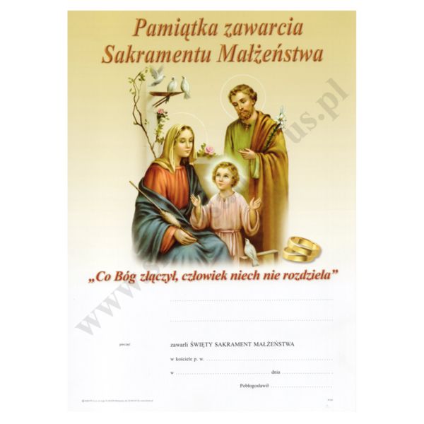 PAMIĄTKA SAKRAMENTU MAŁŻEŃSTWA - format A4 - 74861