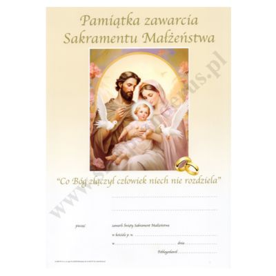 PAMIĄTKA SAKRAMENTU MAŁŻEŃSTWA - format A4 - 7487