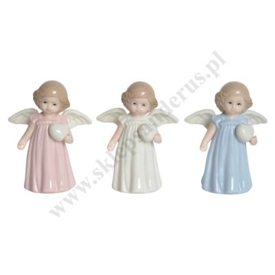 ANIOŁEK PORCELANOWY - wys. 9.7 cm - mix wzorów - 10236