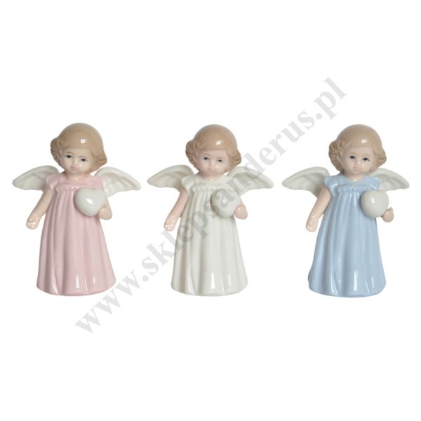 ANIOŁEK PORCELANOWY - wys. 9.7 cm - mix wzorów - 10236