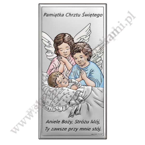ANIOŁ STRÓŻ - OBRAZEK SREBRNY - 6655/2COL