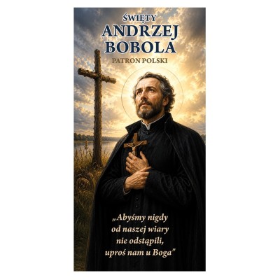 Baner dekoracyjny z wizerunkiem Świętego Andrzeja Boboli - Hurtownia Sanderus - Tarnów