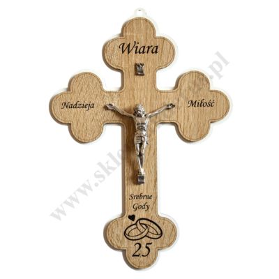 KRZYŻ JUBILEUSZ MAŁŻEŃSTWA SREBRNE GODY 25 LAT - wys. 24 cm - 89399