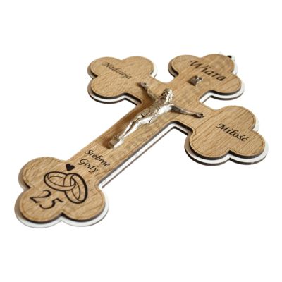 KRZYŻ JUBILEUSZ MAŁŻEŃSTWA SREBRNE GODY 25 LAT - wys. 24 cm - 89399