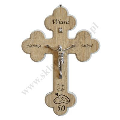 KRZYŻ JUBILEUSZ MAŁŻEŃSTWA ZŁOTE GODY 50 LAT - wys. 24 cm - 71791