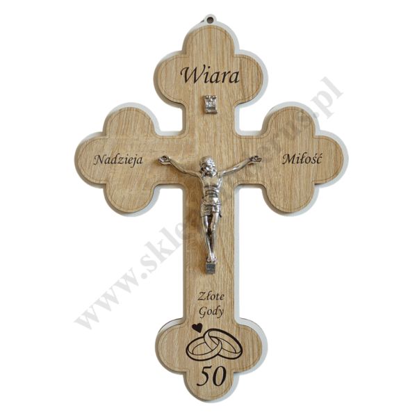 KRZYŻ JUBILEUSZ MAŁŻEŃSTWA ZŁOTE GODY 50 LAT - wys. 24 cm - 71791