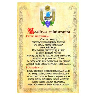 PLAKAT - MODLITWA MINISTRANTA - format 32 x 47 cm - 83922