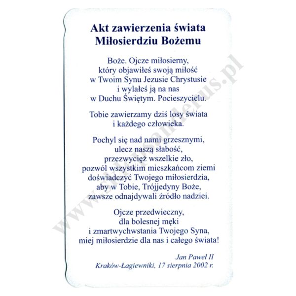 ŚW. JAN PAWEŁ II - obrazek 6.5 x 10.5 cm - paczka 100 szt. - 81110