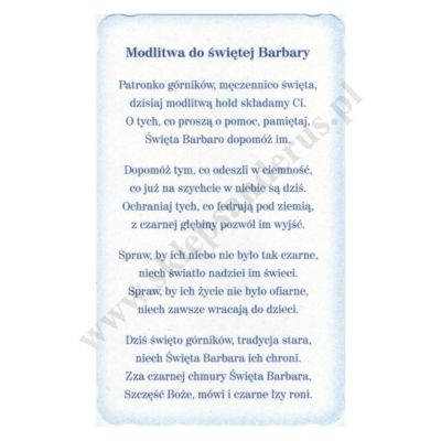 ŚWIĘTA BARBARA - obrazek 6.2 x 10.4 cm - paczka 100 szt. - 69384