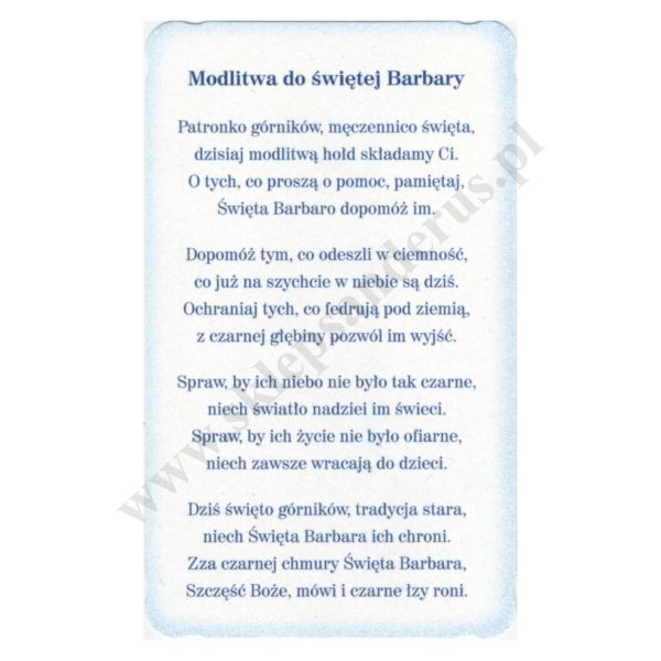 ŚWIĘTA BARBARA - obrazek 6.2 x 10.4 cm - paczka 100 szt. - 69384