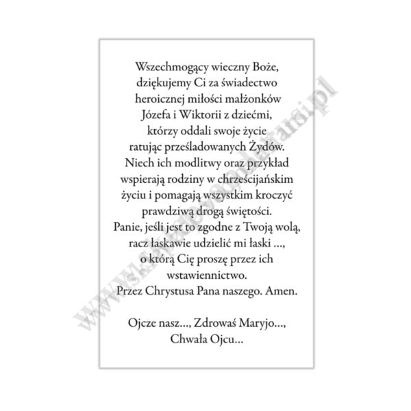 BŁ. RODZINA ULMÓW - obrazek 6.5 x 10 cm - paczka 100 szt. - 88837