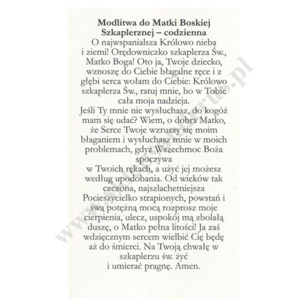 MATKA BOŻA SZKAPLERZNA - format 6.5 x 11 cm - paczka 100 szt. - 70574