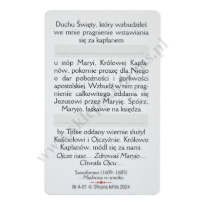 MODLITWA ZA KAPŁANA - biznes karta - 65205