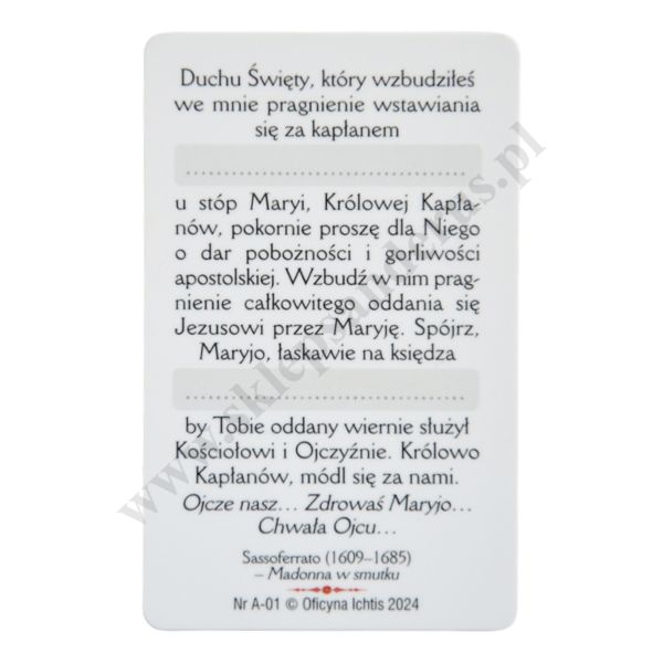 MODLITWA ZA KAPŁANA - biznes karta - 65205