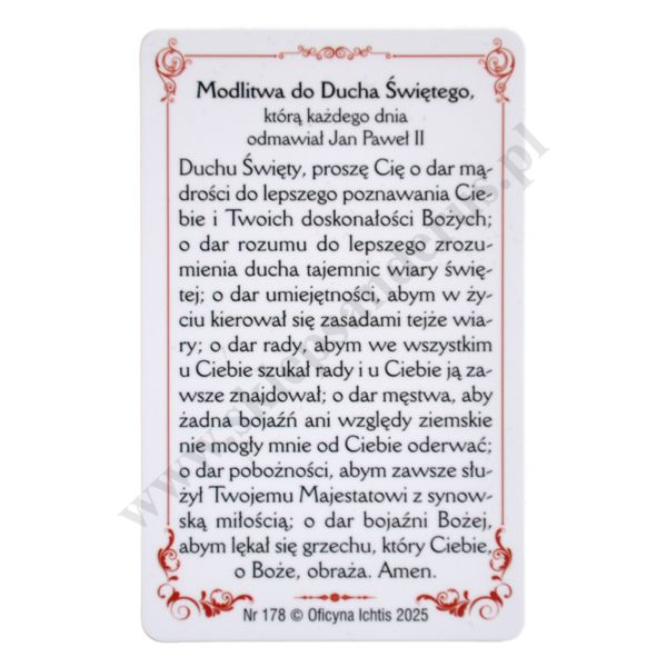 MODLITWA DO DUCHA ŚWIĘTEGO - karta biznes - 64096