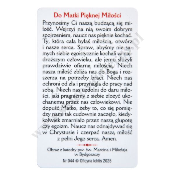 MATKA BOŻA PIĘKNEJ MIŁOŚCI - biznes karta - 38521