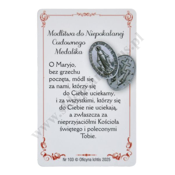 MATKA BOŻA NIEPOKALANA OD CUDOWNEGO MEDALIKA - biznes karta - 71806
