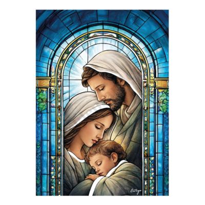 ŚWIĘTA RODZINA - obraz malowany na szkle - format 17 x 23.5 cm - ESV03217