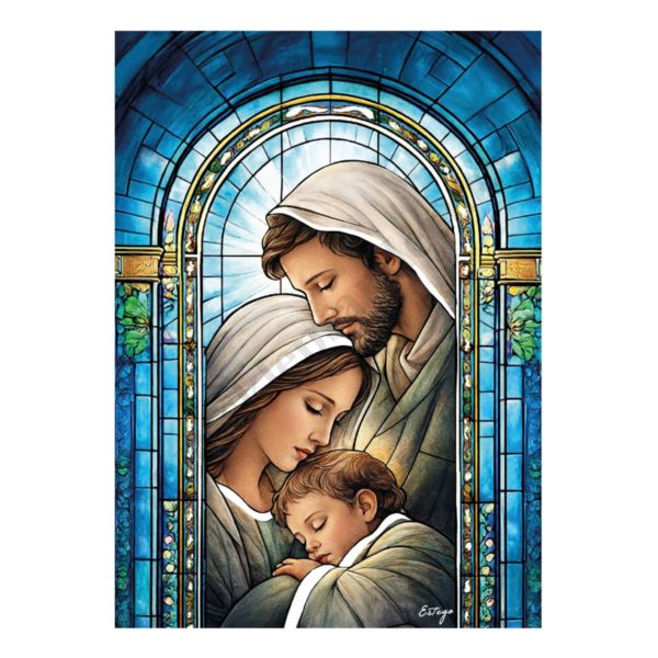 ŚWIĘTA RODZINA - obraz malowany na szkle - format 17 x 23.5 cm - ESV03217