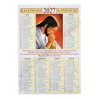 KALENDARZ JEDNOKARTKOWY NA ŚCIANĘ 2027 - format 24.2 x 34.7 cm - 9090