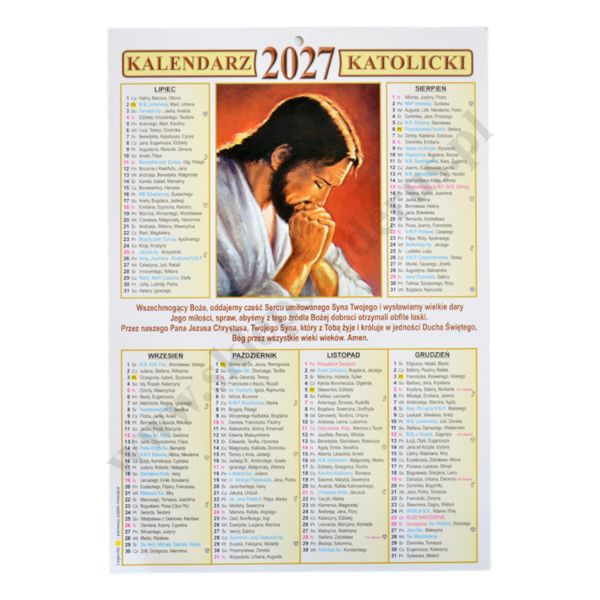 KALENDARZ JEDNOKARTKOWY NA ŚCIANĘ 2027 - format 24.2 x 34.7 cm - 9090
