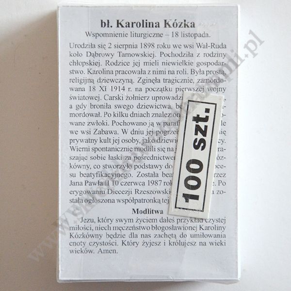 BŁ. KAROLINA KÓZKA - obrazek 6.5 x 10 cm - paczka 100 szt. - 11094