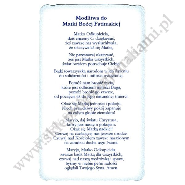 MATKA BOŻA FATIMSKA - obrazek 9 x 14.8 cm - paczka 100 szt. - 50209